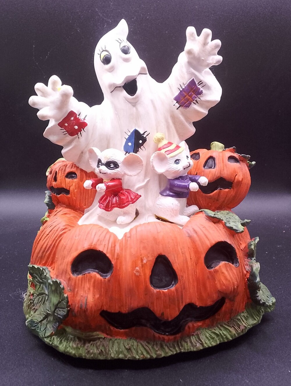 Vintage Halloween Ghost, Jack-o'-lantern, Mice Music AA Battery Included